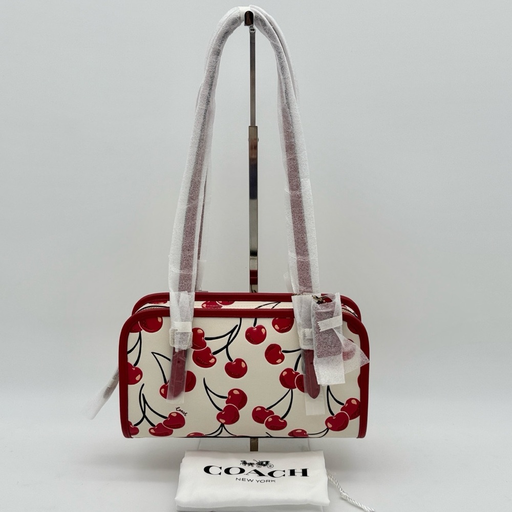 Coach Swing Zip Bag With Cherry Print Red Brass/Chalk Multi